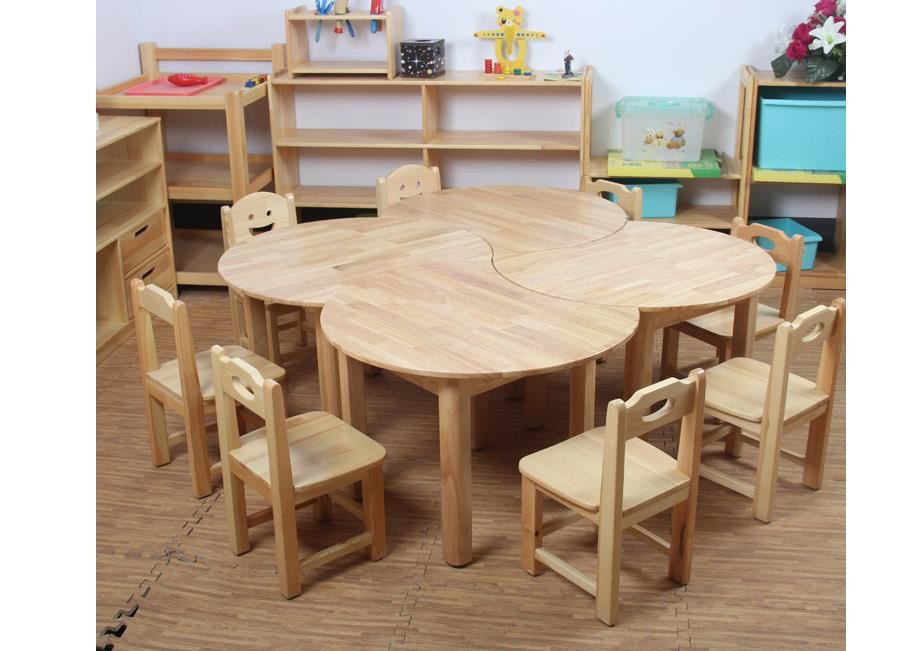 PU橡胶木六人桌